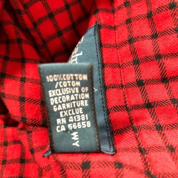 Ralph Lauren custom fit red black plaid cotton flannel mens S black pony classic - Picture 4 of 10